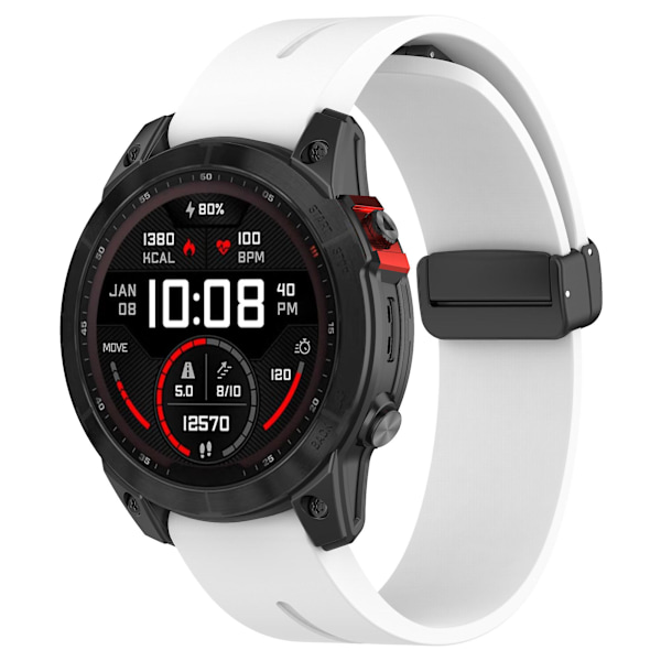 Svart spänne 22mm silikonband klockarmband för Garmin Fenix 7/forerunner 965/955/945/935 White