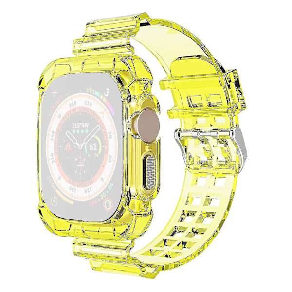 Håndleddsremmer for Apple Watch Ultra 49mm to rader hull TPU Smart Watch Band erstatningshåndleddsrem I Transparent, Transparent Yello D Apple Watch Ultra 49mm