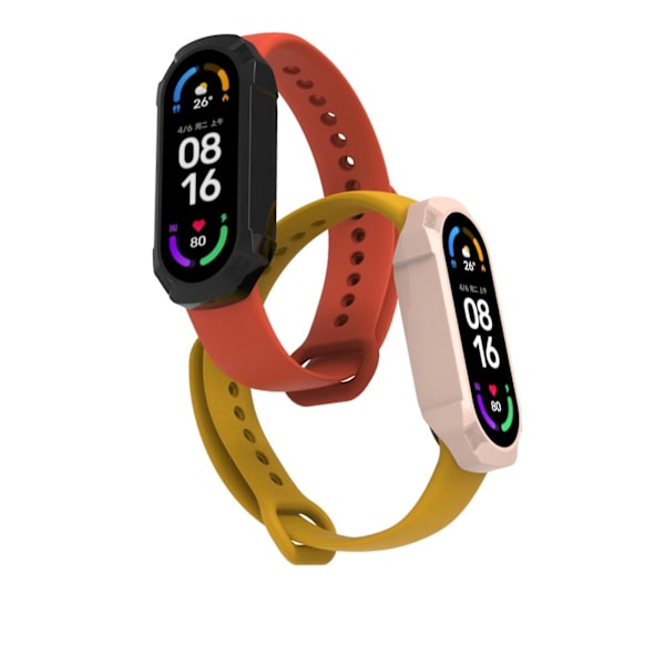 3D Film+Hård PC för Case för Mi Band 6 5 4 3 för Smart Watchband Helskärm Transparent