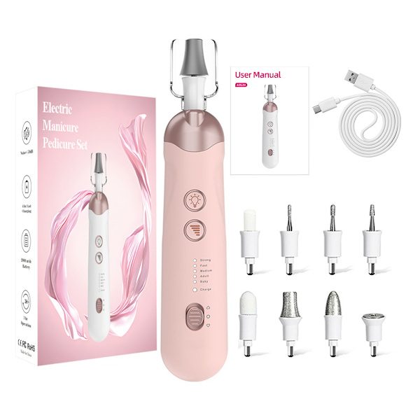 Elektrisk Nagelfilsats Sladdlös, Bärbar Elektrisk Nagelfräsmaskin, Professionell Manikyr Pedikyr Set--Aol02 Rosa