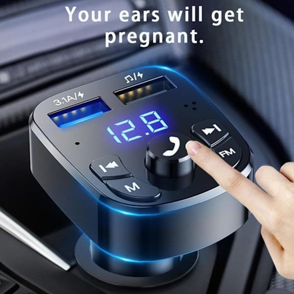 FM-sender Bluetooth trådløst bilsæt Håndfrit dobbelt USB-biloplader 2.1A MP3-musik TF-kort U disk AUX-afspiller
