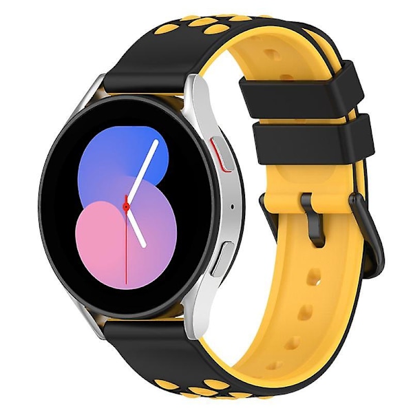 Samsungille, Huaweille, Huamille, Polarille Yleiskäyttöinen Kellohihna 20mm Kellohihna Monilla Pyöreillä Reijillä Black Yellow E Samsung Galaxy Watch4