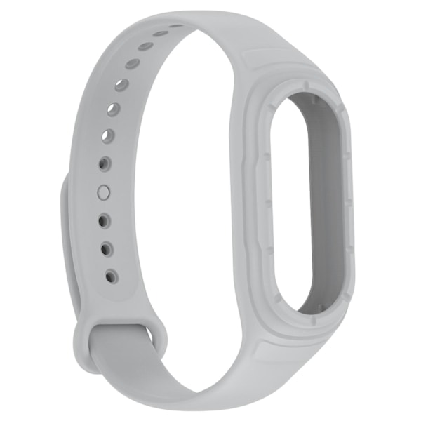 For Xiaomi Smart Band 8 udskiftning silikone urrem integrere armbånd med etui Grey, Grey I Xiaomi Smart Band 8