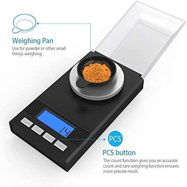 50g / 0,001g mg våg, finvåg, magnesiumvåg, fickvåg