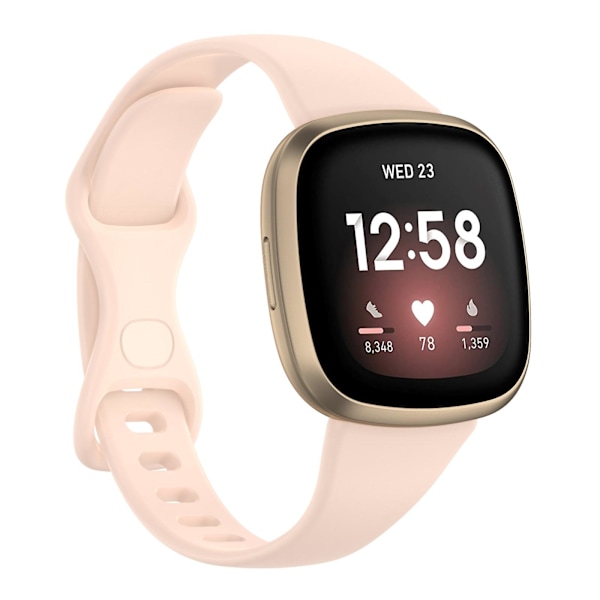 För Fitbit Versa 4 / Versa 3 / Sense TPU-klockarmband L Sand Pink