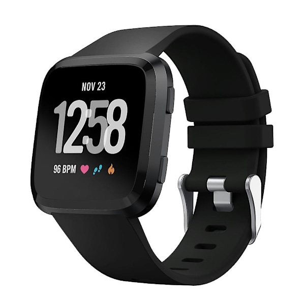 Justerbar silikon klokkearmbånd erstatning, lengde: 102 + 95mm for Fitbit Versa Black A Fitbit Versa