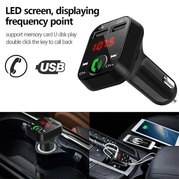 Trådløs Bluetooth Bil Fm-sender 2 Usb-lader Aux