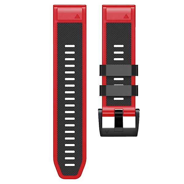 Dual-farget klokkebånd for Garmin Fenix 7 / Forerunner 965 / 955 / 945 / 935, diamantteksturert silikonerstatningsreim Black Red