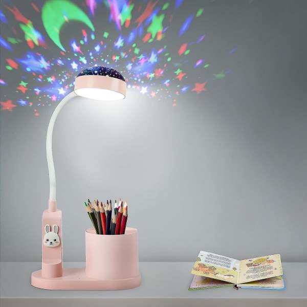 Pöytälamppu Lasten yövalaisin kynätelineellä Himmennettävä ladattava LED-lukulamppu