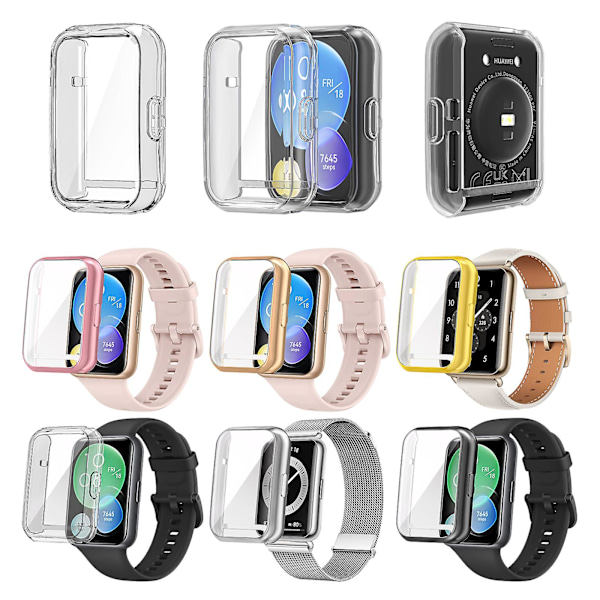 Skärmskydd TPU Cover Bumper for Shell för HuaweiWatch Fit 2 Watch Sleeve F Gold
