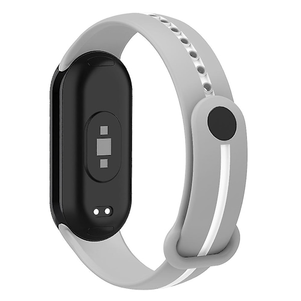 Myk silikon klokkestropp for Xiaomi Smart Band 8 tofarget justerbar håndleddsstropp med spenne Grey  White