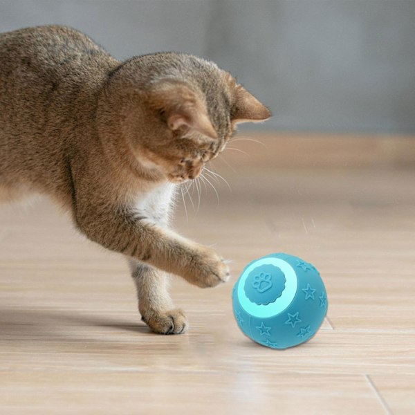Blå Katt Motion Boll - USB-driven Interaktiv Kattleksak