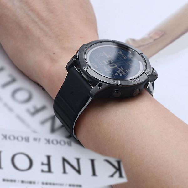 Til Garmin Fenix 5 / 5X / 6X / 7X Urrem 22mm Dual Color Silikone Smart Watch Rem Black  Grey
