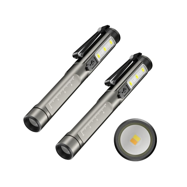 Medisinsk lommelykt for sykepleiere 2-pakning lomme-lykter med klips for leger LED-lommelykter inspeksjonslys svart
