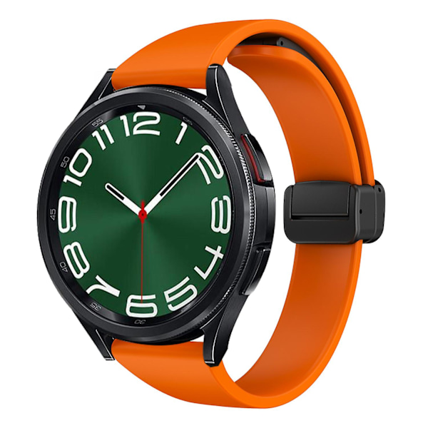 Silikone Remme til Samsung Galaxy Watch6 / Watch6 Classic / Watch 5 Pro / Watch4 Classic, Magnetisk Foldespænde 20mm Rem Orange