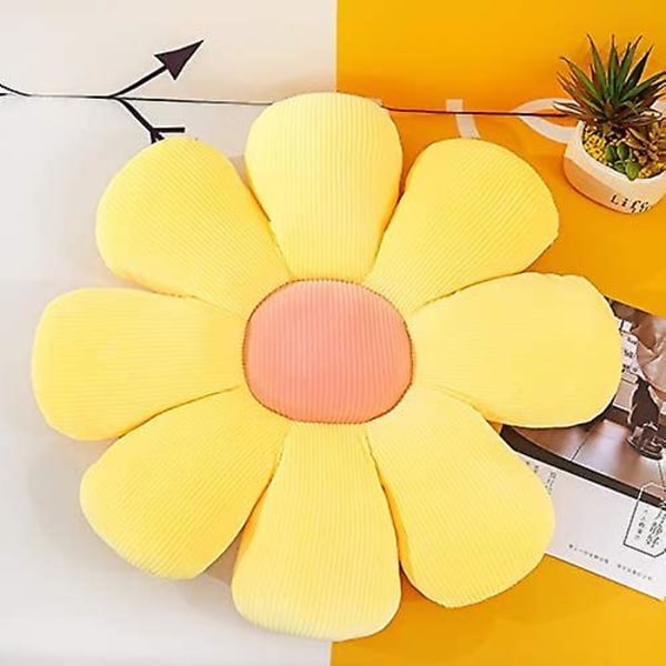 Blomsterformet pudepude Gulvpude Kontor stillesiddende tatami bil numsepude Yellow 40 cm