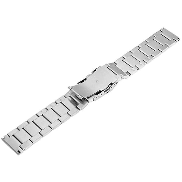 18/20/22/24 mm udskiftningsrem i rustfrit stål med dobbeltspænde 20mm Silver