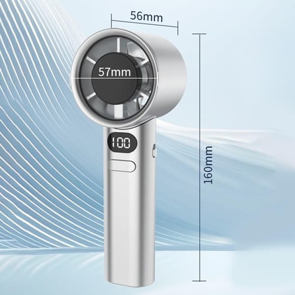 Blæser - Mini Håndholdt 120 Hastighed - USB Genopladelig, Med Digitalt Display (Grå)