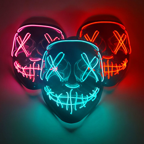 Cosmask Halloween Neon Mask Led Mask Masque Masquerade Party Masker Lys Glow In The Dark Morsomme masker Cosplay kostymeutstyr 3