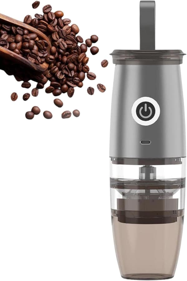 Elektrisk kaffekvarn, 7,4V, 150ml, 5 malningsinställningar (silver)