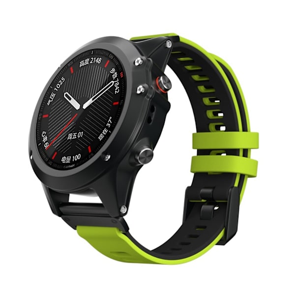 Til Garmin Fenix 6X silikone urrem Lime Green Black