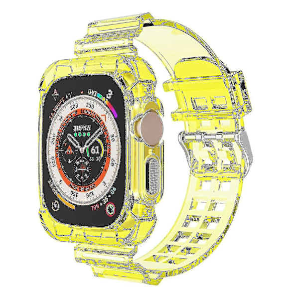 Håndledsremme til Apple Watch Ultra 49mm to rækker huller TPU Smart Watch Band udskiftning håndledsrem I Transparent, Transparent Yello D Apple Watch Ultra 49mm