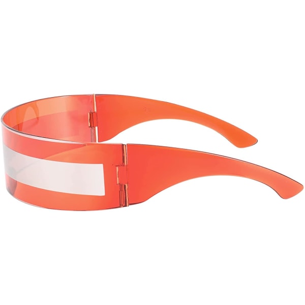 80'er Futuristisk Visir Cyber ​​Solbriller Mænd Kvinder Futuristisk Punk Style Cosplay B2740 Red - Silver Stripe