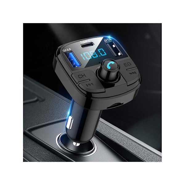 Bluetooth Bil FM Transmitter Trådløs Bluetooth 5.0 Bilradio Adapter Bilsæt med Håndfri Opkald USB-porte Support