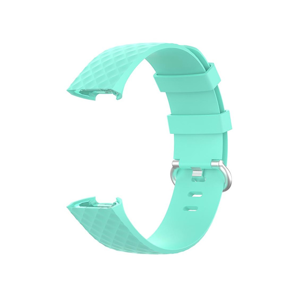 18mm Silverfärgat spänne TPU handledsrem armband för Fitbit Charge 4 / Charge 3 SE, Storlek: L Green