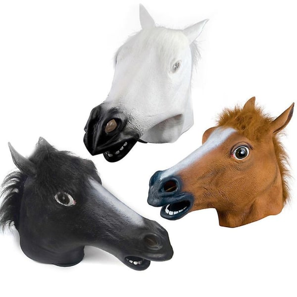 Horse Mask Dress Up Hestehoved Latex Masker Til Voksne Maskerade white