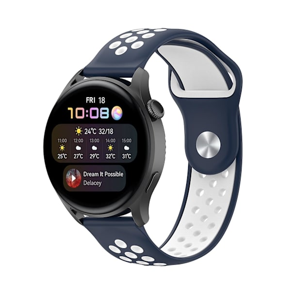 Kaksiväriset säädettävät silikoniset rannekkeet Huawei Watch 3/Watch 3 Pro/Teal -kellolle, 22 mm Multicolor N