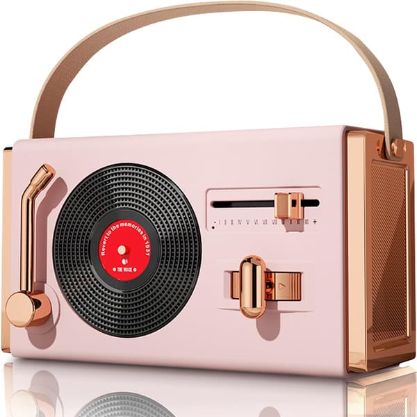 Bluetooth-högtalare Liten Retro, 6 timmars speltid (Rosa)