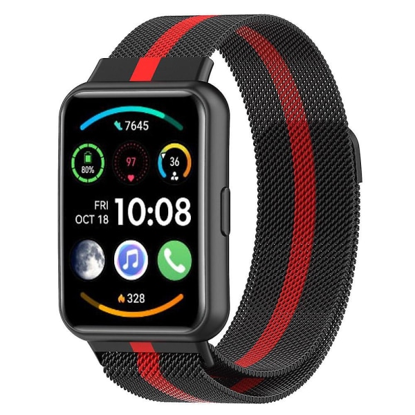 Milanese magnetisk spenne armbåndsrem for Huawei Watch Fit 2 Sportspustende erstatningsarmbånd for Huawei Watch Fit 2 Black red