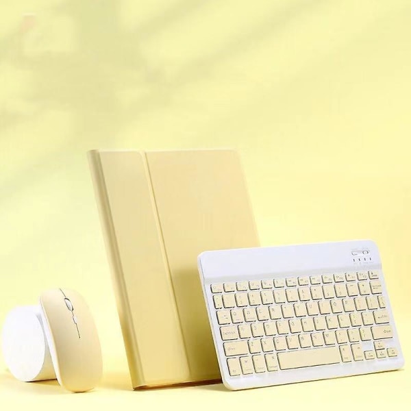 Ipad Trådløst Tastatur Blacklight Veske Deksel Med Mus Blyantholder For Ipad Pro 11 Tommer Yellow Air 4 10.9