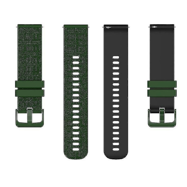 For Garmin Venu2 Plus/Venu Sq/Vivomove Grid Texture Silikone Rem til Ur 20mm Dual-Color Rem Army Green Black G Garmin Venu 2 Plus