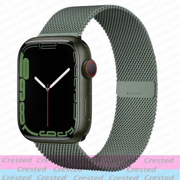 Milanese løkkestropp For Apple Watch Ultra Band 44mm 40mm 45mm 41mm 49mm 42mm 38mm 44 Mm Correa-armbånd Iwatch Series 3 6 Se 7 8 42mm 44mm 45mm 49mm Green