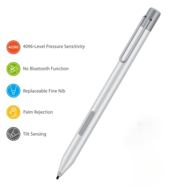 Stylus Penna - För Surface 3, Surface Go, 4096 Trycknivåer Handavvisning (Silver)