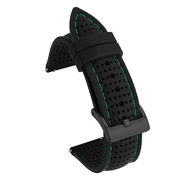 Til Huawei Watch GT 3 42mm/ GT 3 Pro 43mm Watch Band 20mm Silikone Rem Black Green Thread Black Buckle