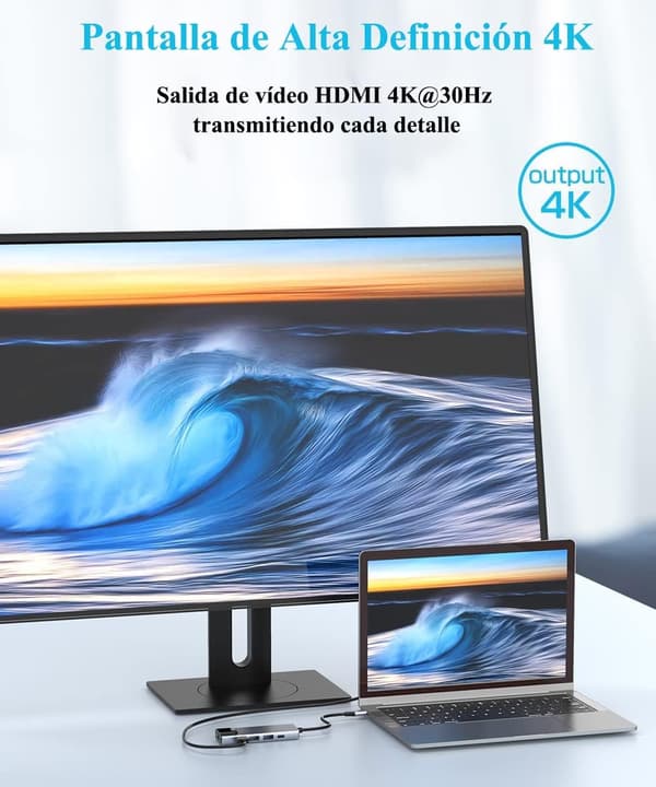 Sovitin - USB C -keskitin moniporttinen, 5-in-1 Ethernetillä, 4K USB C - HDMI, VGA, USB 3.0
