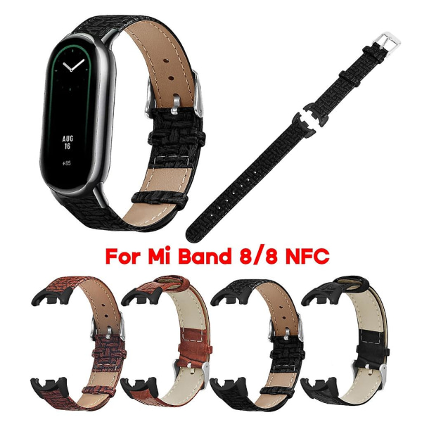 Andningsbar PU-rem för Mi 8/8 NFC Smartwatch med slitstark loop Moderiktigt armband Black Woven pattern