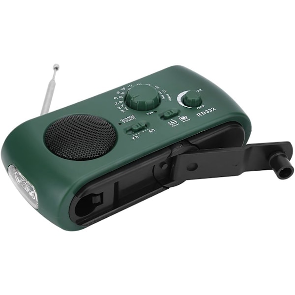 radio am fm, Solcellsdriven Vevradio LED Ficklampa (Grön)