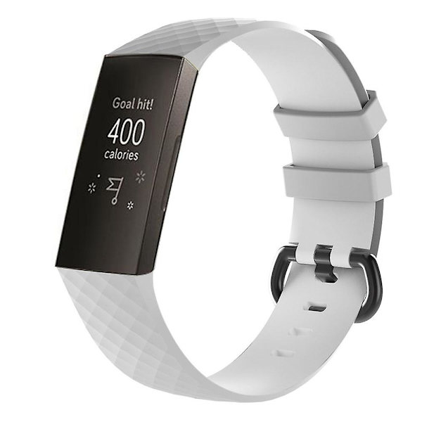 Diamantmönstrad silikonklockarmband för Fitbit Charge 3 Liten storlek 190*18mm (Svart) Storlek 190x18mm White