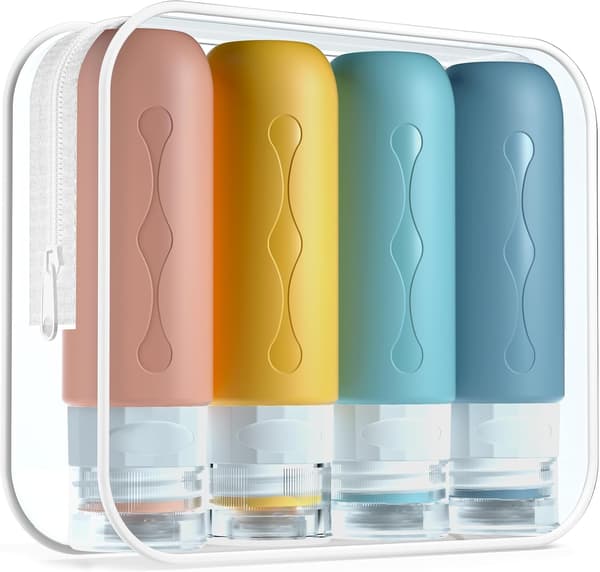 4-pack silikonreseflaskor 90 ml, BPA-fria (rosa) Rosa