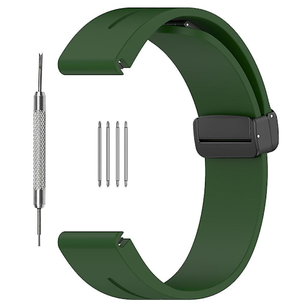 22mm Magnetisk Silikonerem til Huawei Watch Gt 4 46mm/samsung Galaxy Watch3 45mm/garmin Venu 3 Sort Spænde Urrem Army Green