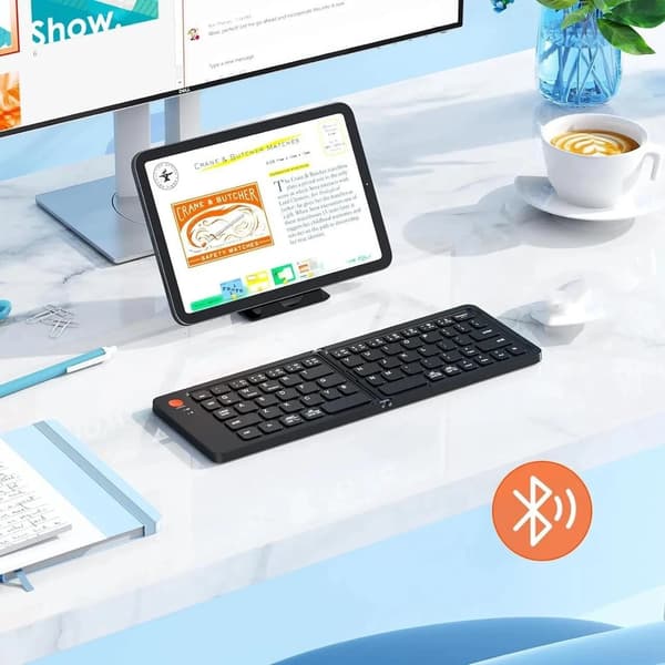Foldbart Tastatur B023, Bluetooth USB-C Ultra Slim Tastatur Til IOS & Window (Sort)