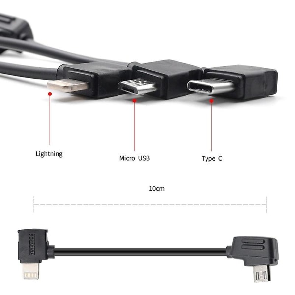 STARTRC 10 cm 8-benet til mikro-USB-konverteringsstik Datakabel til DJI Mavic Mini/Air, Shark-fjernbetjening (sort)