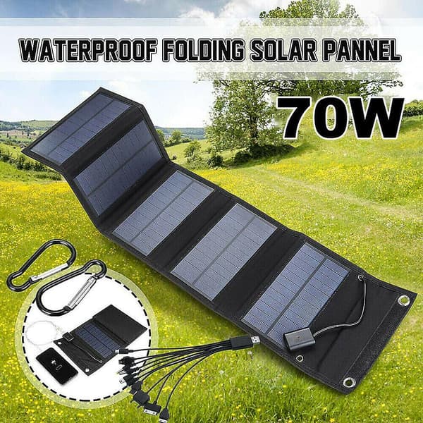 70w Sammenleggbar Bærbar USB-strømlader for Camping