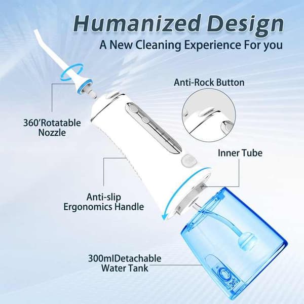 Oral Irrigator - 6 dyser 4 motoriserte spylemoduser 300 ml