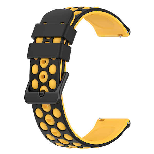 Til Garmin Venu 2 Plus/Venu Sq 2 Universal 20mm Blød Silikone Urrem Stort Hul Design Dobbelt Farve Urrem Black  Yellow