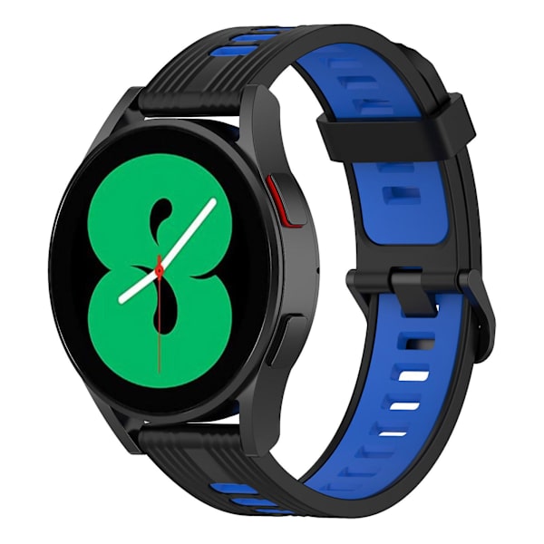 Samsung Galaxy Watch 5 Pro 45mm/Huami Amazfit Bip 3 Pro kaksivärinen 20mm silikoniranneke, urheilullinen ja tyylikäs ranneke, jossa on raitakuvio Black   Blue